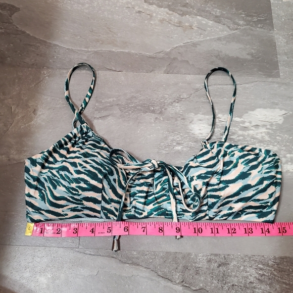 NWOT Seafolly Wild at Heart Drawstring Bralette Bikini Top. Evergreen. 12 US. - Picture 4 of 10